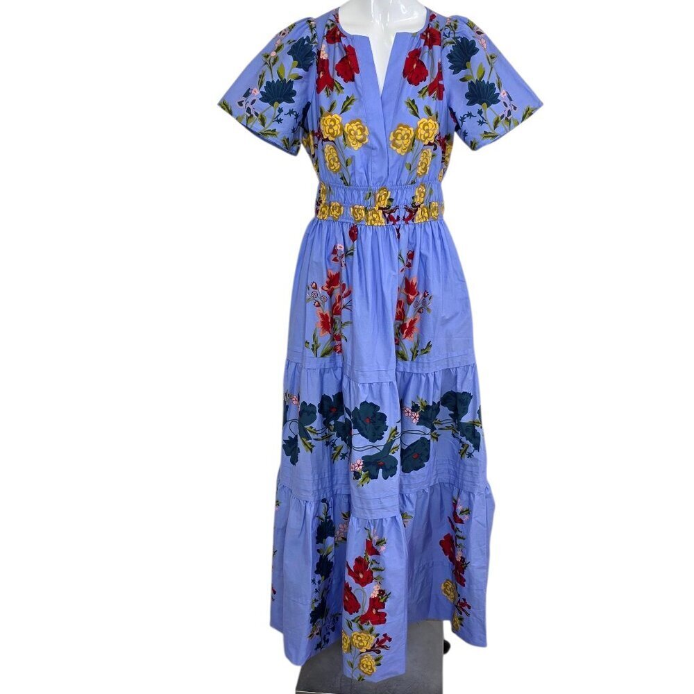 Anthropologie The Somerset Maxi Dress, V-Neck, Cotton, Smocked Waist, Floral, XS - Picture 1 of 7